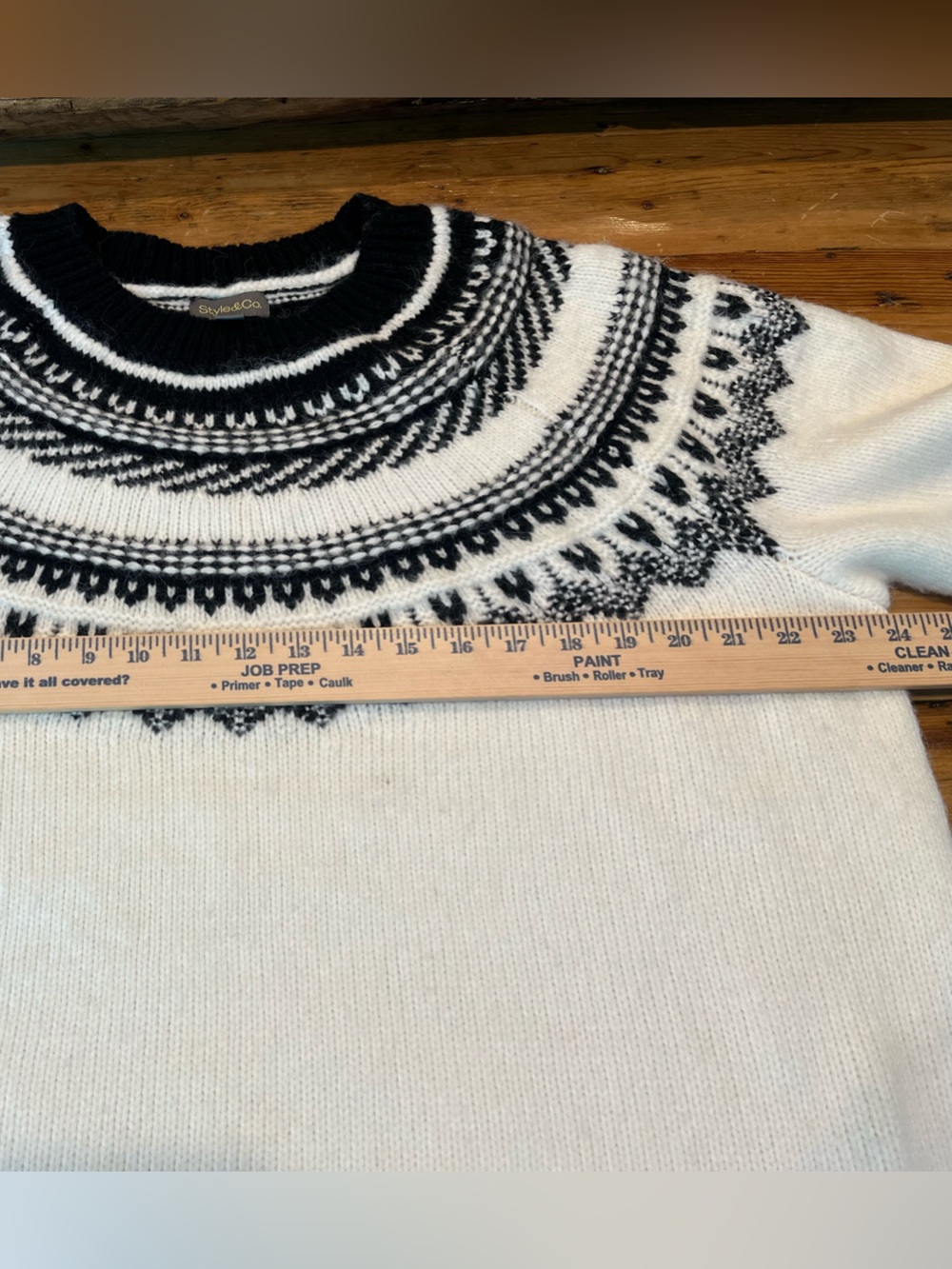 Classic Fair Isle Crewneck Sweater in Ivory & Black Classic Chic NWT - Picture 5 of 8